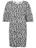 Carolina Herrera Snow Leopard Print Shift Dress - Black