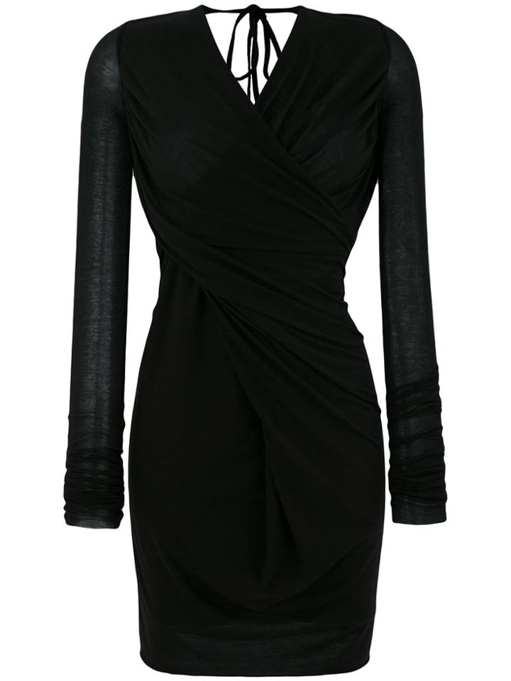 Rick Owens Lilies Draped V-neck Twist Dress - Black