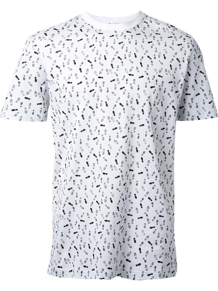 Lanvin Footstep Print T-shirt, Men's, Size: Medium, White, Cotton