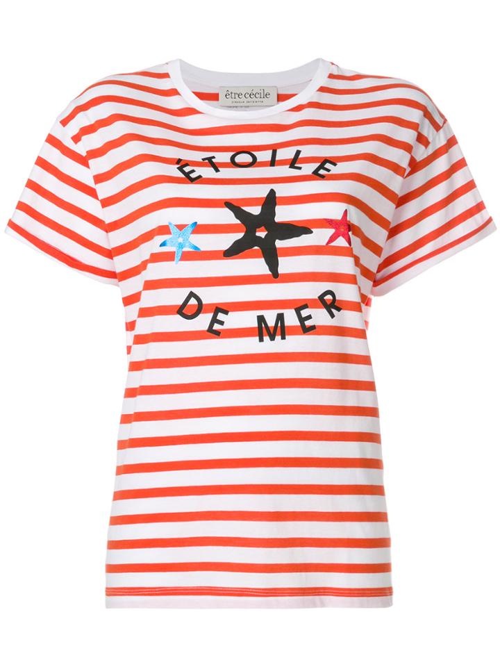 Être Cécile Étoile De Mer Striped Oversized T-shirt - White