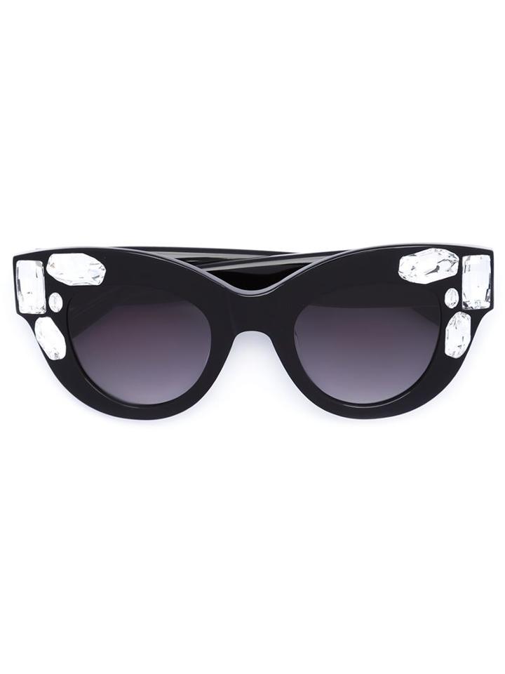 Vera Wang Embellished Cat Eye Sunglasses, Women's, Black, Acetate