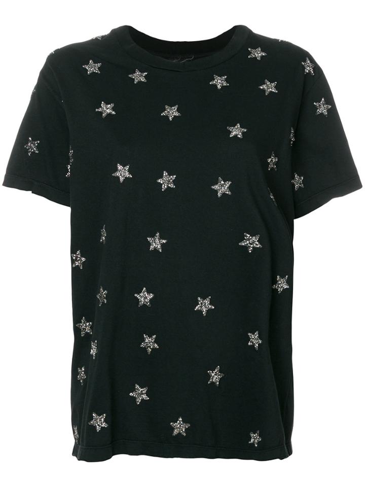 As65 Embellished Star Distressed T-shirt - Black