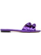 Tabitha Simmons Purple Satin Bowcleo Flat Sandals - Pink & Purple