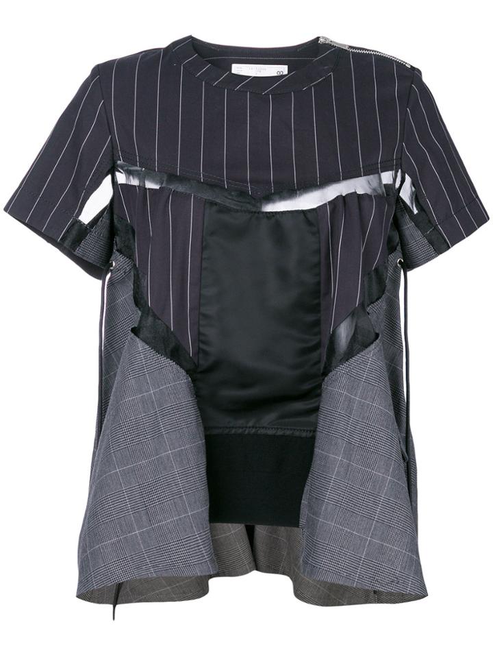 Sacai Deconstructed Pinstripe Top - Grey