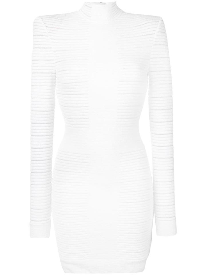 Balmain Medical Stripe Bodycon Dress - White