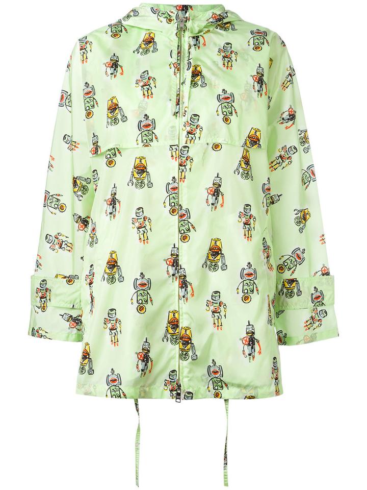 Prada Robot Print Jacket, Women's, Size: 36, Green, Polyamide