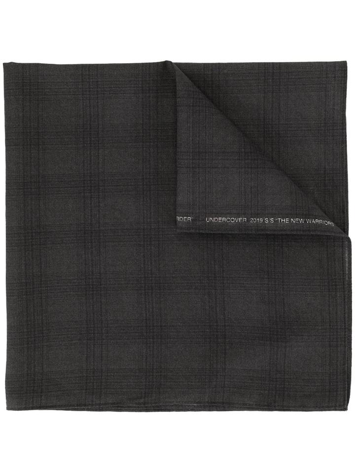 Undercover Check Print Bandana Scarf - Grey