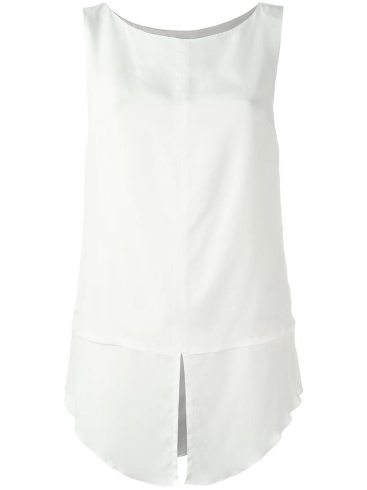 Dondup Sleeveless Round Neck Blouse, Women's, Size: 42, White, Viscose/cupro/silk/spandex/elastane