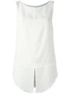 Dondup Sleeveless Round Neck Blouse, Women's, Size: 42, White, Viscose/cupro/silk/spandex/elastane