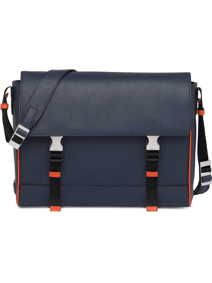 Prada Saffiano Leather Shoulder Bag - Blue