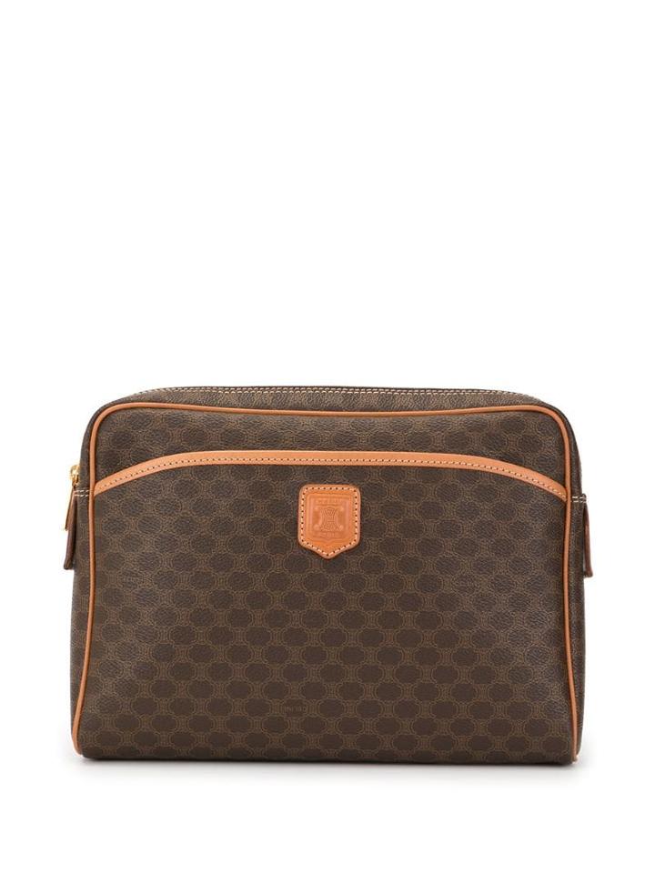 Céline Pre-owned Macadam Patern Clutch - Brown