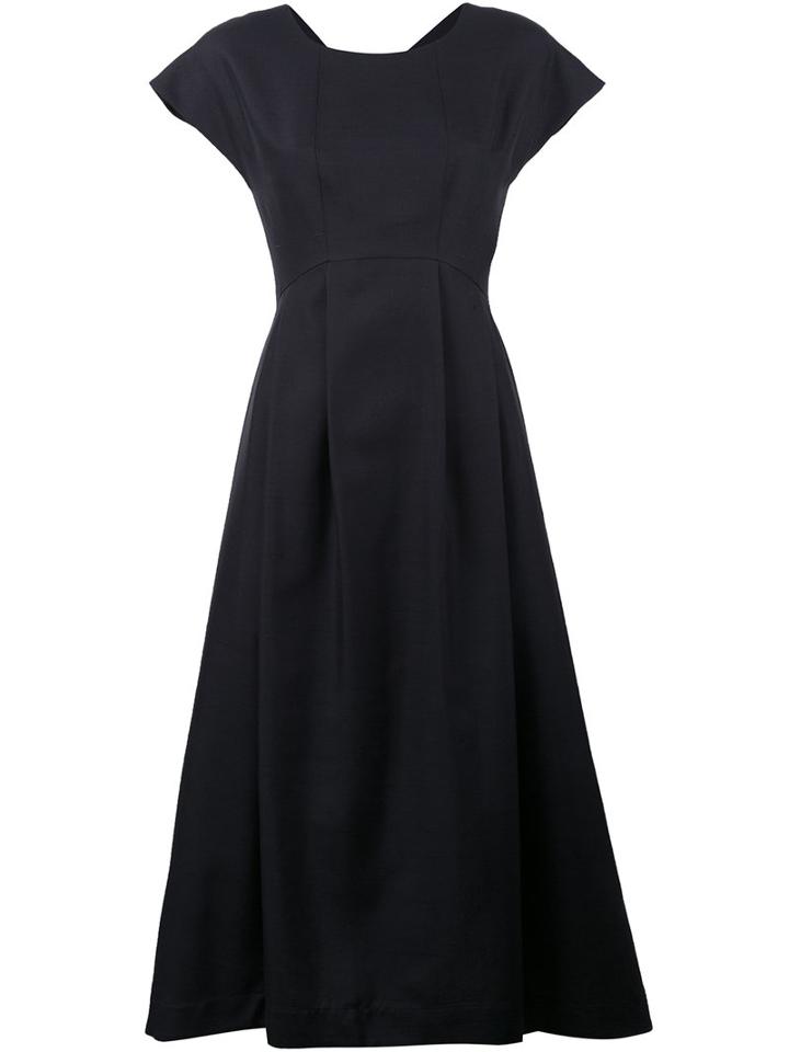 Jil Sander Navy Cap Sleeve Midi Dress, Women's, Size: 38, Blue, Silk/cotton/acetate/cupro