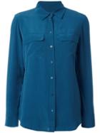 Equipment Pocketed Button Down Shirt, Women's, Size: Medium, Blue, Silk