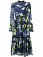 Erdem Floral Print Tiered Dress - Blue