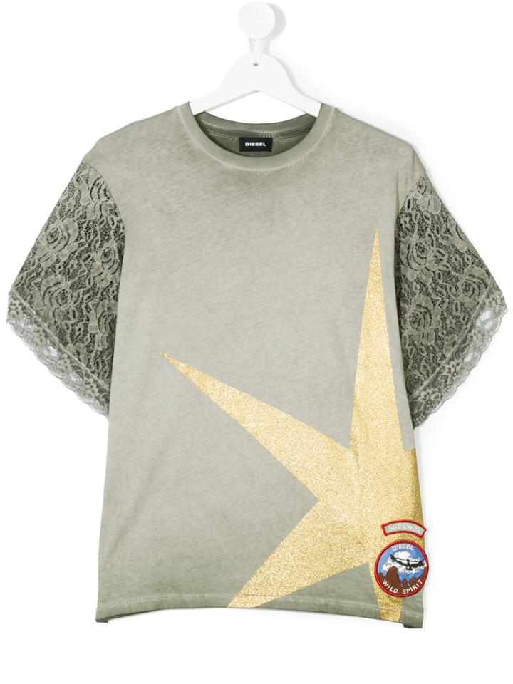 Diesel Kids Star Print T-shirt - Green
