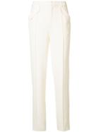Sally Lapointe - Flap Pocket Trousers - Women - Silk/acetate/viscose - 6, Women's, White, Silk/acetate/viscose