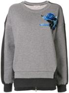 Alexander Mcqueen Rose Embroidered Panelled Sweatshirt - Grey