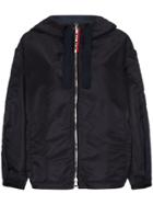 Moncler Hooded Jacket With Logo Sleeves - Blue