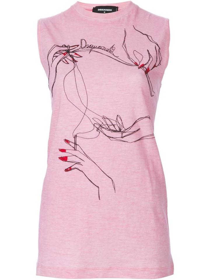 Dsquared2 Embroidered Hand Tank Top, Women's, Size: Xs, Pink/purple, Cotton/linen/flax