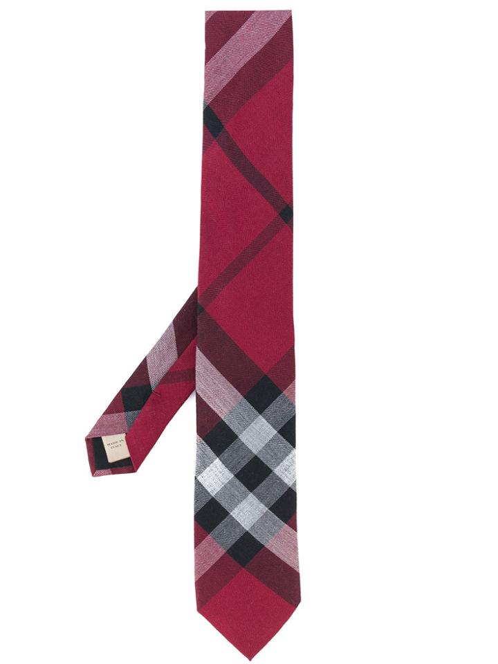 Burberry Modern Cut Check Tie - Red