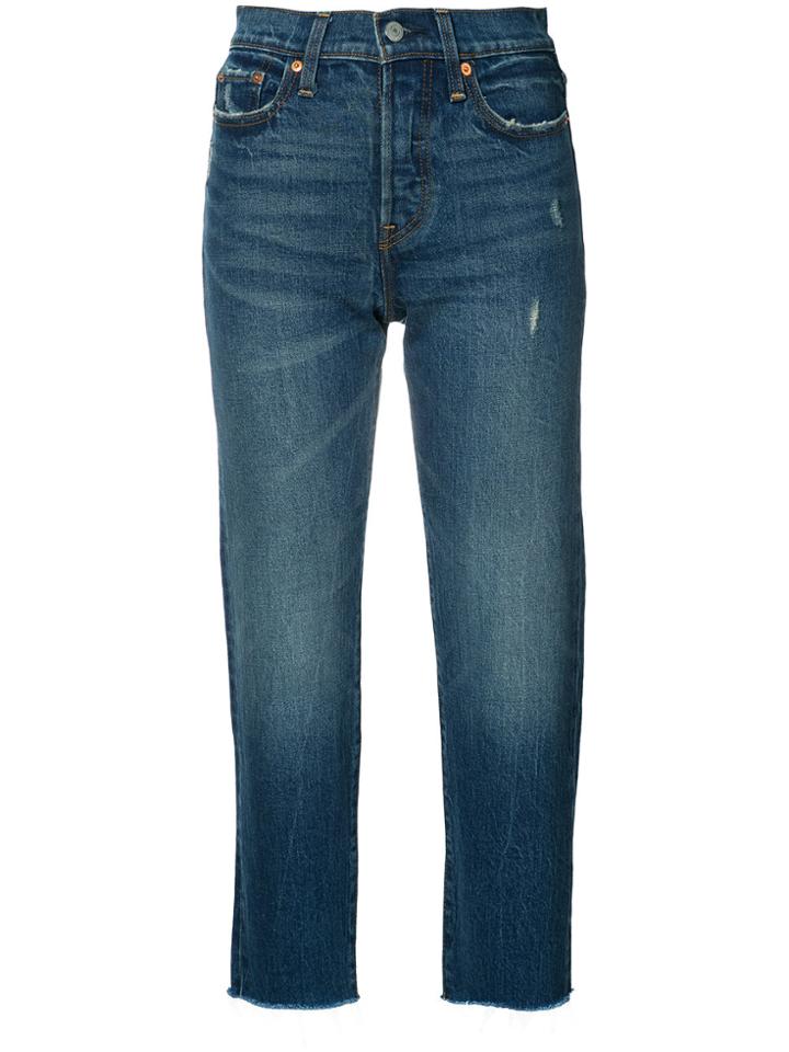 Levi's Raw Hem Cropped Jeans - Blue