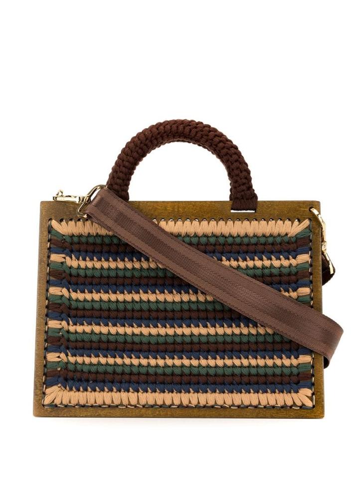 0711 Striped Xl St. Barts Bag - Brown