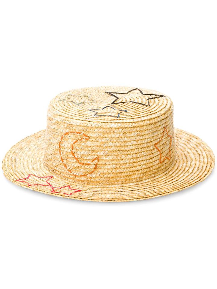 Ruslan Baginskiy Embroidered Straw Hat - Nude & Neutrals
