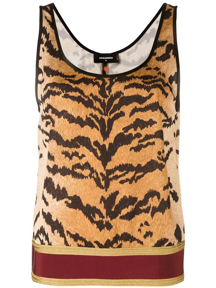 Dsquared2 - Tiger Print Tank Top - Women - Cotton/polyester/viscose - 42, Black, Cotton/polyester/viscose