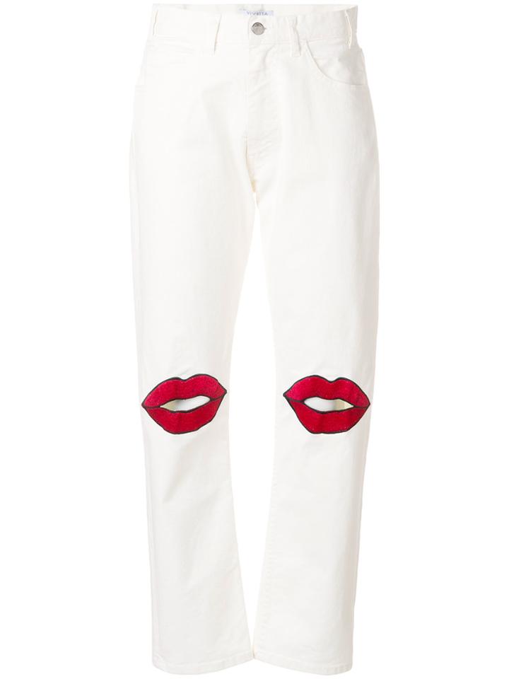 Vivetta Embroidered Lips Jeans - White