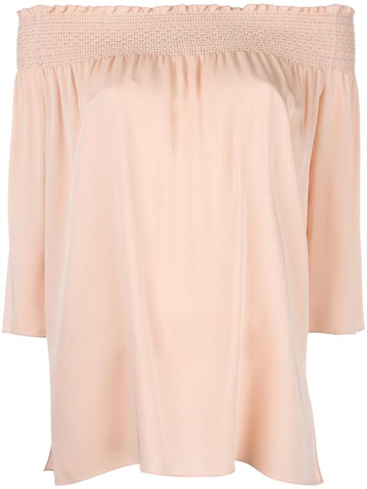 Theory Off-shoulders Ruffled Blouse, Women's, Size: Medium, Pink/purple, Silk