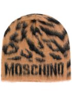 Moschino Leopard Print Beanie - Brown