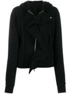 Unravel Project Frill-trim Zipped Hoodie - Black