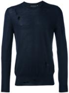 Alexander Mcqueen - Distressed Jumper - Men - Silk/wool - M, Blue, Silk/wool