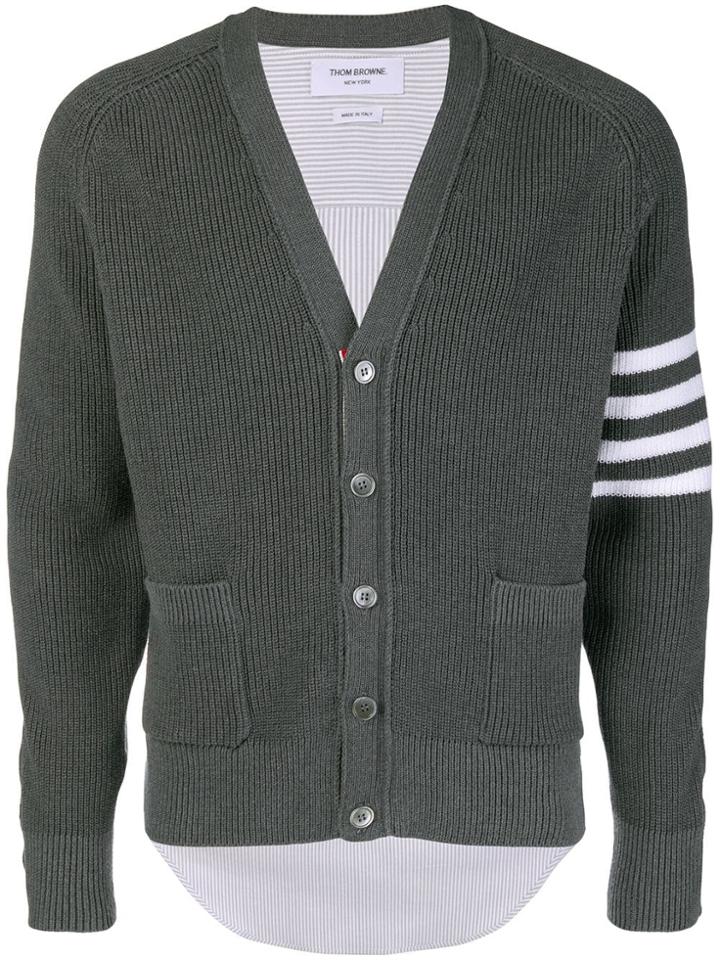 Thom Browne 4-bar Half-&-half Cardigan - Grey
