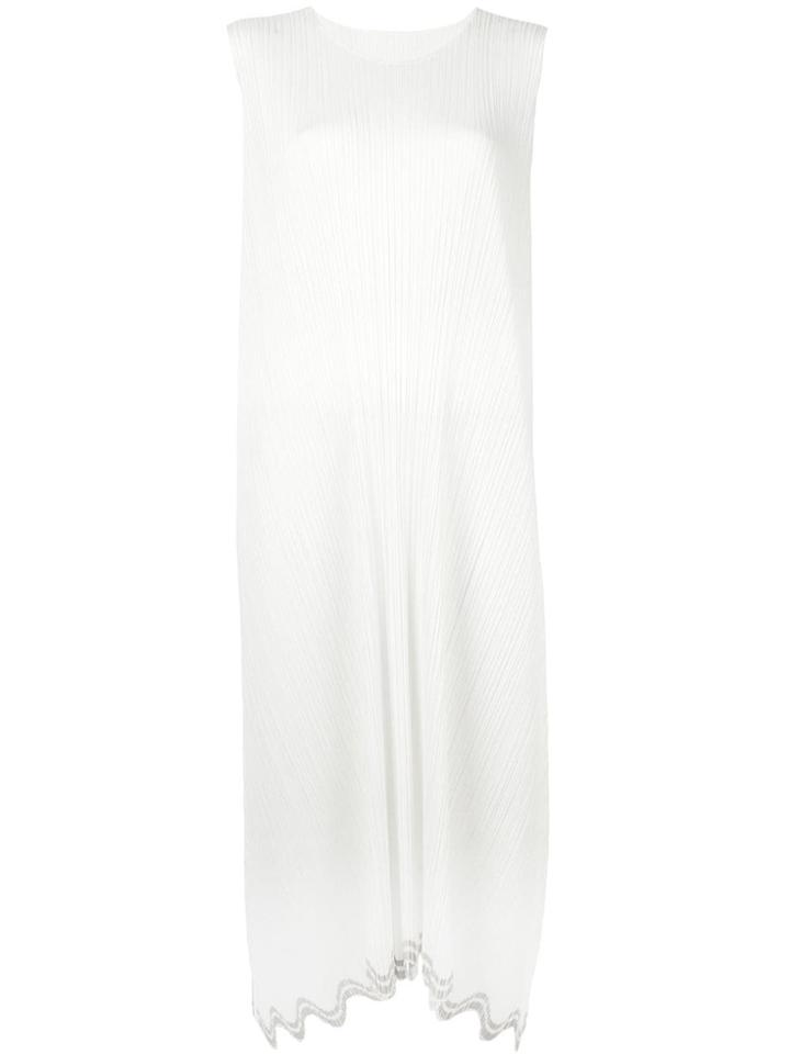 Pleats Please Issey Miyake Squiggle Hem Dress - White