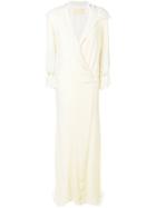 Parlor Embellished Wrap-effect Gown - White