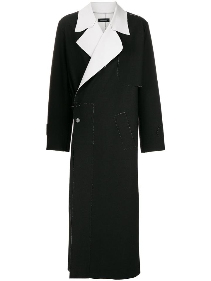 Inês Torcato Stitching Detail Long Coat - Black