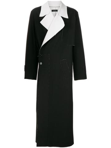 Inês Torcato Stitching Detail Long Coat - Black