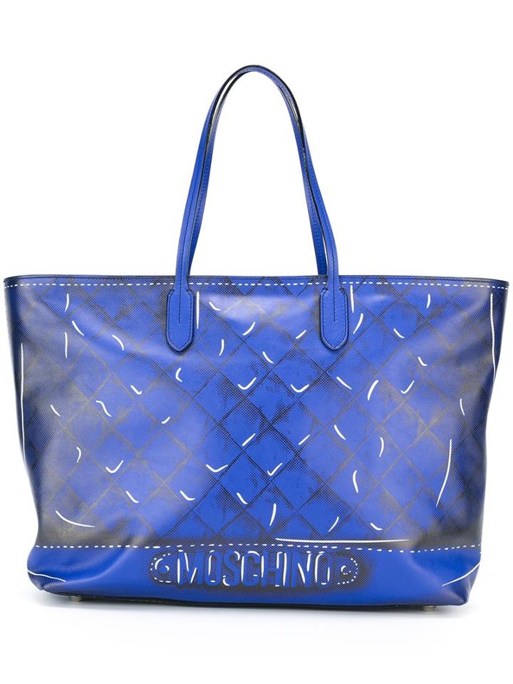 Moschino Trompe-l'oeil Tote, Women's, Blue