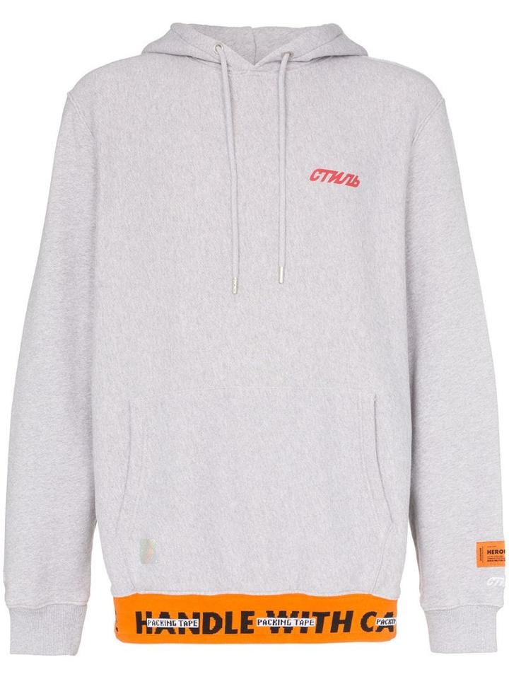 Heron Preston Ctnmb Print Cotton Hoodie - Grey