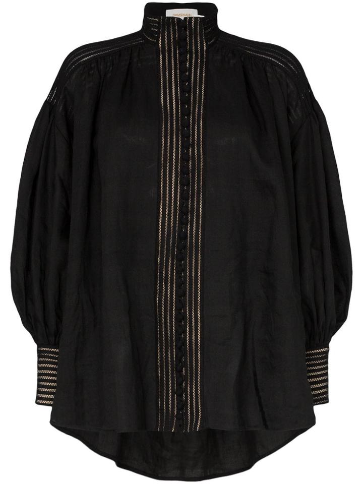 Zimmermann Corsage Linear Button Down Blouse - Black