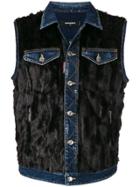 Dsquared2 Sleeveless Denim Fur Vest - Blue