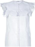 Vilshenko Striped Sleeveless Shirt, Women's, Size: 12, Blue, Cotton/silk/polyamide