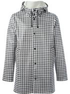 Stutterheim All Over Dogtooth Print Coat, Adult Unisex, Size: Small, Black, Pvc/cotton/polyester