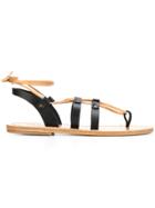 Solange Multi-strap Ankle Tie Sandals - Black