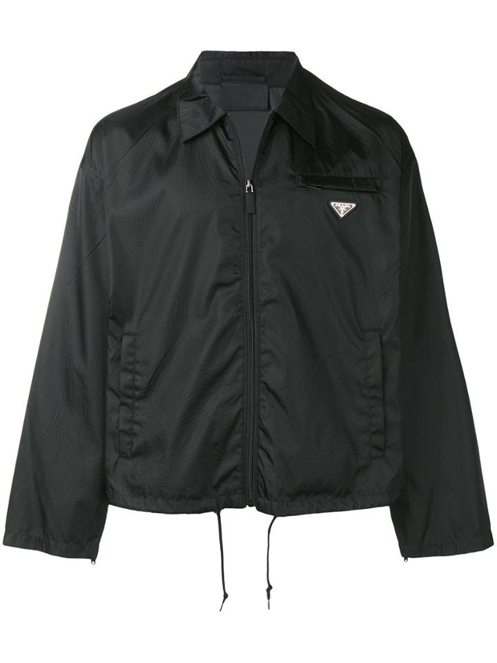 Prada Logo Plaque Coach Jacket - Black