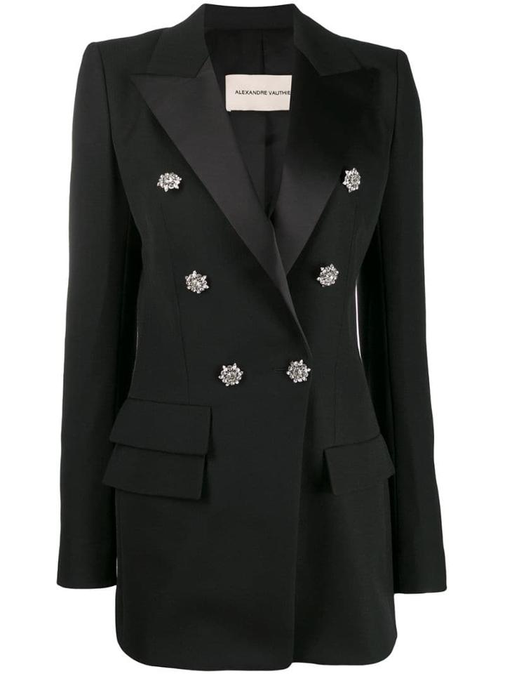 Alexandre Vauthier Crystal Button Double-breasted Blazer - Black