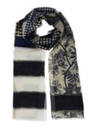 Pierre-louis Mascia Printed Scarf, Adult Unisex, Black, Silk/cotton