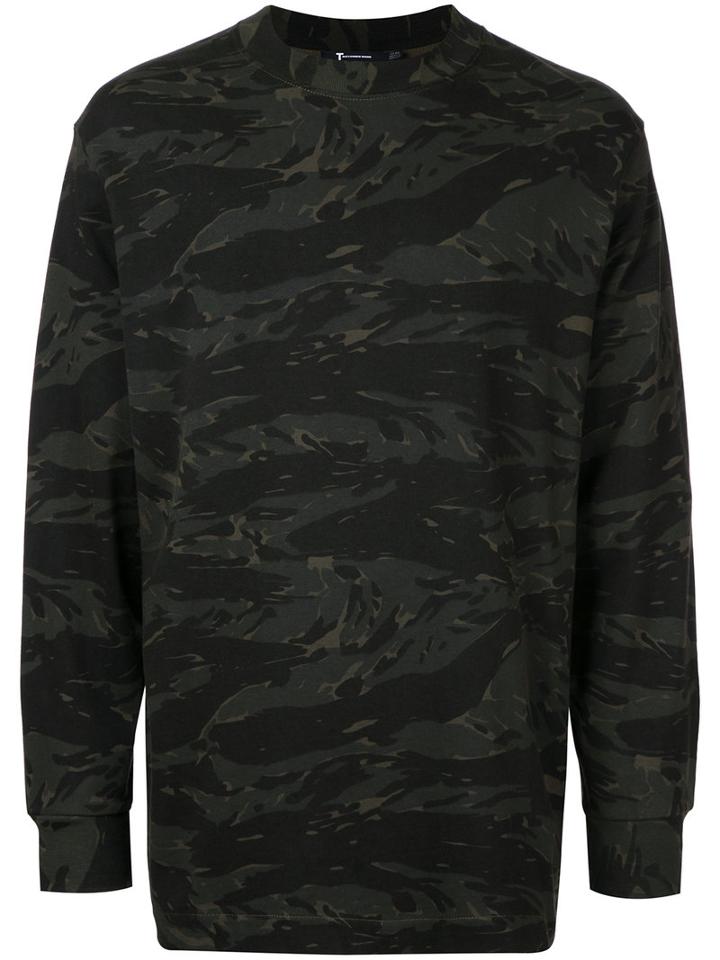 T By Alexander Wang Camouflage Print Sweatshirt, Men's, Size: Small, Green, Cotton
