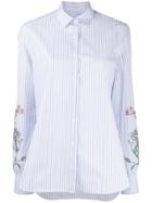 Ermanno Scervino Striped Floral Embroidered Shirt - Blue